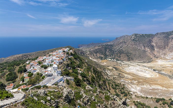 Nikia village and the volcano "Stefanos" in Nisyros